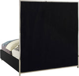 Milan Contemporary Bed with Bold Geometric Chrome Design and Tall Headboard for Stylish Bedrooms