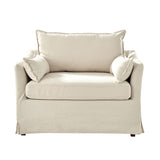 Miles Slipcovered Armchair with Large Ottoman