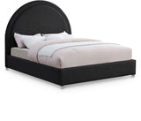 Milo Boucle Upholstered Bed with Elegant Rounded Headboard and Modern Acrylic Legs for Sophisticated Style