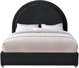 Milo Boucle Upholstered Bed with Elegant Rounded Headboard and Modern Acrylic Legs for Sophisticated Style