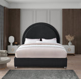 Milo Boucle Upholstered Bed with Elegant Rounded Headboard and Modern Acrylic Legs for Sophisticated Style