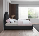 Milo Boucle Upholstered Bed with Elegant Rounded Headboard and Modern Acrylic Legs for Sophisticated Style