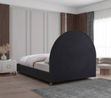 Milo Boucle Upholstered Bed with Elegant Rounded Headboard and Modern Acrylic Legs for Sophisticated Style