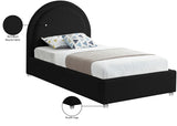 Milo Boucle Upholstered Bed with Elegant Rounded Headboard and Modern Acrylic Legs for Sophisticated Style