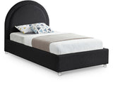 Milo Boucle Upholstered Bed with Elegant Rounded Headboard and Modern Acrylic Legs for Sophisticated Style