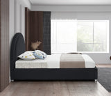 Milo Boucle Upholstered Bed with Elegant Rounded Headboard and Modern Acrylic Legs for Sophisticated Style