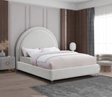 Milo Boucle Upholstered Bed with Elegant Rounded Headboard and Modern Acrylic Legs for Sophisticated Style