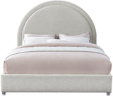 Milo Boucle Upholstered Bed with Elegant Rounded Headboard and Modern Acrylic Legs for Sophisticated Style