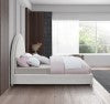 Milo Boucle Upholstered Bed with Elegant Rounded Headboard and Modern Acrylic Legs for Sophisticated Style