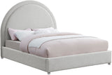 Milo Boucle Upholstered Bed with Elegant Rounded Headboard and Modern Acrylic Legs for Sophisticated Style