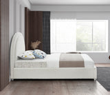 Milo Boucle Upholstered Bed with Elegant Rounded Headboard and Modern Acrylic Legs for Sophisticated Style