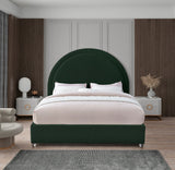 Milo Boucle Upholstered Bed with Elegant Rounded Headboard and Modern Acrylic Legs for Sophisticated Style