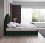 Milo Boucle Upholstered Bed with Elegant Rounded Headboard and Modern Acrylic Legs for Sophisticated Style
