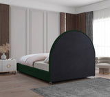 Milo Boucle Upholstered Bed with Elegant Rounded Headboard and Modern Acrylic Legs for Sophisticated Style