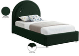 Milo Boucle Upholstered Bed with Elegant Rounded Headboard and Modern Acrylic Legs for Sophisticated Style