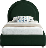 Milo Boucle Upholstered Bed with Elegant Rounded Headboard and Modern Acrylic Legs for Sophisticated Style