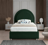 Milo Boucle Upholstered Bed with Elegant Rounded Headboard and Modern Acrylic Legs for Sophisticated Style