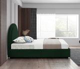 Milo Boucle Upholstered Bed with Elegant Rounded Headboard and Modern Acrylic Legs for Sophisticated Style