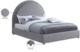 Milo Boucle Upholstered Bed with Elegant Rounded Headboard and Modern Acrylic Legs for Sophisticated Style