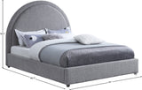 Milo Boucle Upholstered Bed with Elegant Rounded Headboard and Modern Acrylic Legs for Sophisticated Style