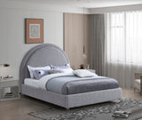 Milo Boucle Upholstered Bed with Elegant Rounded Headboard and Modern Acrylic Legs for Sophisticated Style
