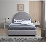 Milo Boucle Upholstered Bed with Elegant Rounded Headboard and Modern Acrylic Legs for Sophisticated Style