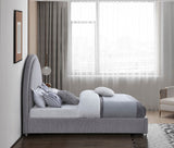 Milo Boucle Upholstered Bed with Elegant Rounded Headboard and Modern Acrylic Legs for Sophisticated Style