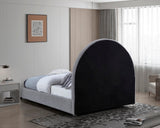 Milo Boucle Upholstered Bed with Elegant Rounded Headboard and Modern Acrylic Legs for Sophisticated Style