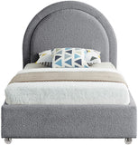 Milo Boucle Upholstered Bed with Elegant Rounded Headboard and Modern Acrylic Legs for Sophisticated Style