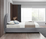 Milo Boucle Upholstered Bed with Elegant Rounded Headboard and Modern Acrylic Legs for Sophisticated Style