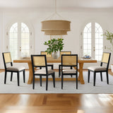 Monica Rattan Solid Wood Upholstered Dining Chair (Set of 6)
