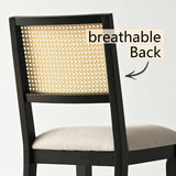 Monica Rattan Solid Wood Upholstered Dining Chair (Set of 4)