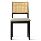 Monica Rattan Solid Wood Upholstered Dining Chair (Set of 4)