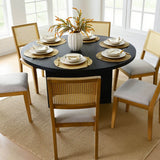 Monica Rattan Solid Wood Upholstered Dining Chair (Set of 4)