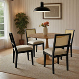 Monica Rattan Solid Wood Upholstered Dining Chair (Set of 2)