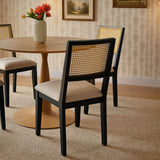 Monica Rattan Solid Wood Upholstered Dining Chair (Set of 2)