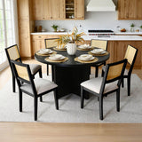 Monica Rattan Solid Wood Upholstered Dining Chair (Set of 2)