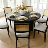 Monica Rattan Solid Wood Upholstered Dining Chair (Set of 6)
