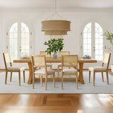 Monica Rattan Solid Wood Upholstered Dining Chair (Set of 2)