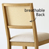 Monica Rattan Solid Wood Upholstered Dining Chair (Set of 2)