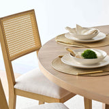 Monica Rattan Solid Wood Upholstered Dining Chair (Set of 6)