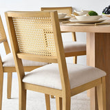 Monica Rattan Solid Wood Upholstered Dining Chair (Set of 4)