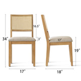 Monica Rattan Solid Wood Upholstered Dining Chair (Set of 2)