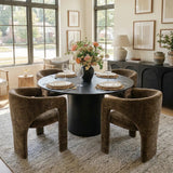 Khloe Modern Chenille Dining Chair with Arms (Set of 2)