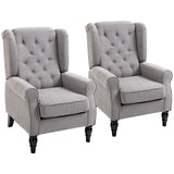 HOMCOM Tufted Accent Chair with High Wingback, Rounded Cushioned Armrests and Thick Padded Seat, Set of 2, Gray