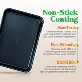 2-Pc. Nonstick Cookie Sheet Baking Pan - Professional Quality Kitchen Cooking Non-Stick Bake Trays With Blue Diamond Coating Inside & Outside