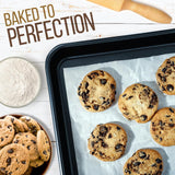 2-Pc. Nonstick Cookie Sheet Baking Pan - Professional Quality Kitchen Cooking Non-Stick Bake Trays With Blue Diamond Coating Inside & Outside