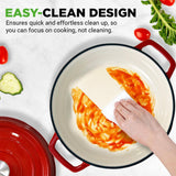 Kitchen Dutch Oven Pot - Enamel Coated Cast Iron Pot With Lid, Stovetop Casserole Pot Style (5 Quart)