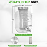 1 Gallon Glass Cold Brew Coffee Maker With Stainless Tap And Spigot Metal Lid Filters