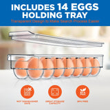 Set Of 6 Refrigerator Organizer Bins - 5 Wide Fridge Organizers And 1 Egg Holding Tray For Freezer, Kitchen, Countertops, Cabinets